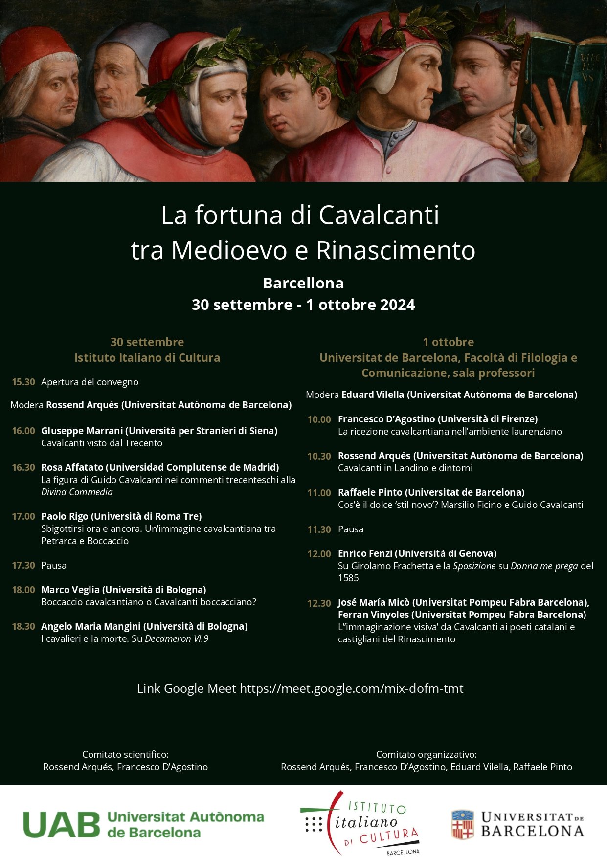 Convegno: &quot;La fortuna di Cavalcanti tra Medioevo e Rinascimento&quot;