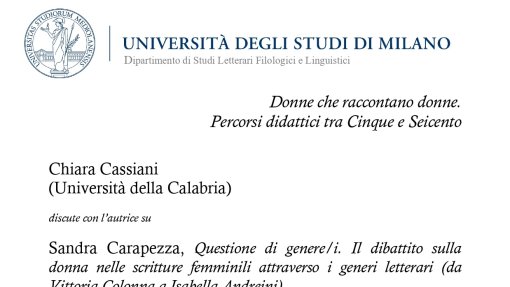 Donne che raccontano donne. Percorsi didattici tra Cinque e Seicento. Donne che raccontano donne. Percorsi didattici tra Cinque e Seicento.